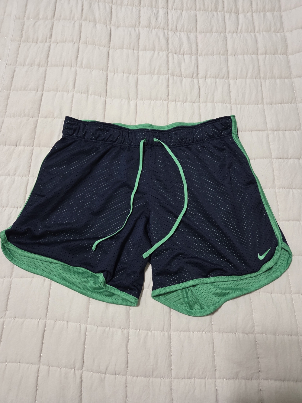 Nike Navy Athletic Shorts with Mint Green Trim